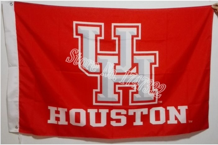 houston cougars LOGO Flag 3ft x 5ft Polyester Banner 90x150cm metal grommets
