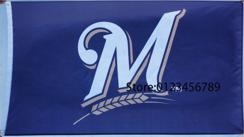 Milwaukee Brewers Logo flag 3x5 FT Banner 100D Polyester MLB Flag Brass Grommets