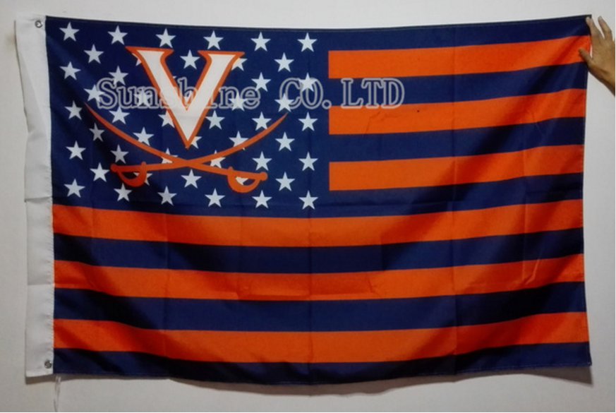 Virginia Cavaliers With Modified US Flag 3ft x 5ft Polyester NCAA Brass Grommets