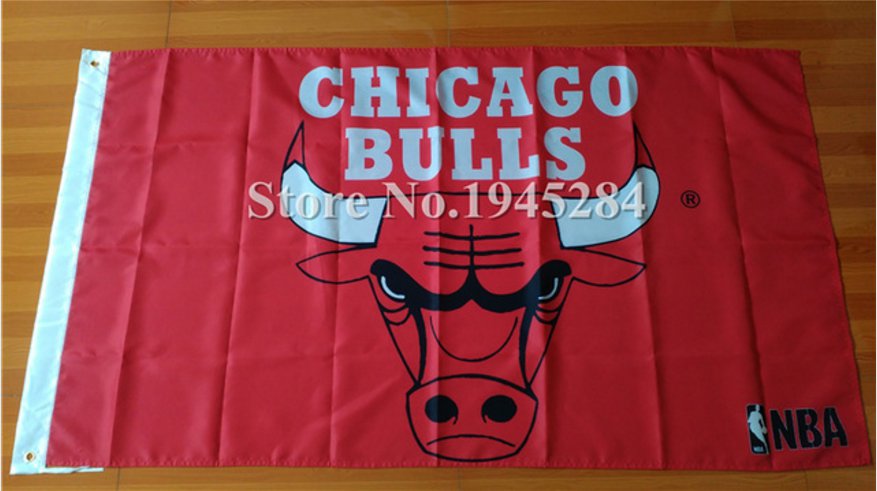 Chicago Bulls Flag 3x5 FT 150X90CM Banner 100D Polyester NBA flag