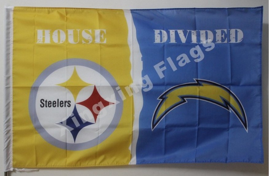 polyester nylon vs. material flag Diego San Chargers House Divided Pittsburgh vs Steelers