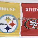 Pittsburgh Steelers vs San Francisco 49ers House Divided Rivalry Flag 90x150cm metal grommets