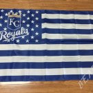 Kansas City Royals Flag 3ft x 5ft Polyester MLB Banner Flying with stars and stripes 90x150cm