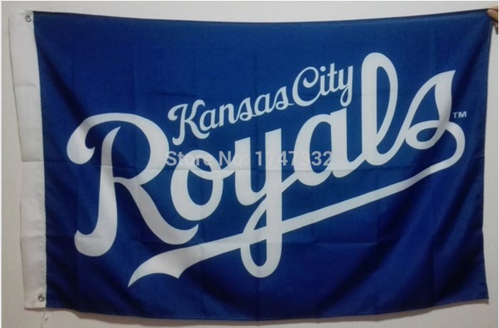 Kansas Royals logo flag 3ftx5ft 100D Polyester Flag Brass Grommets MLB