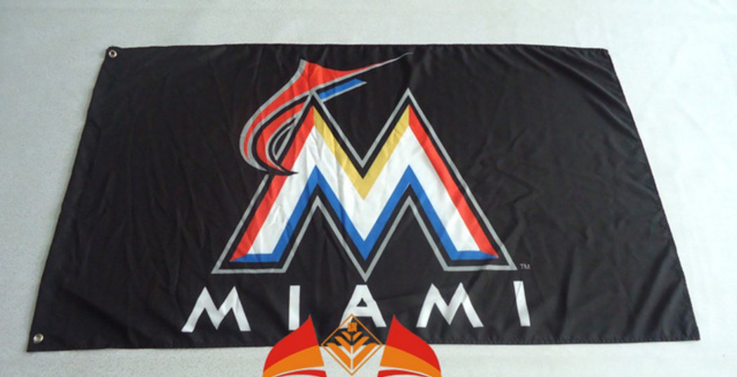 Miami Marlins logo flag 3ftx5ft Banner 100D Polyester MLB Flag Brass Grommets