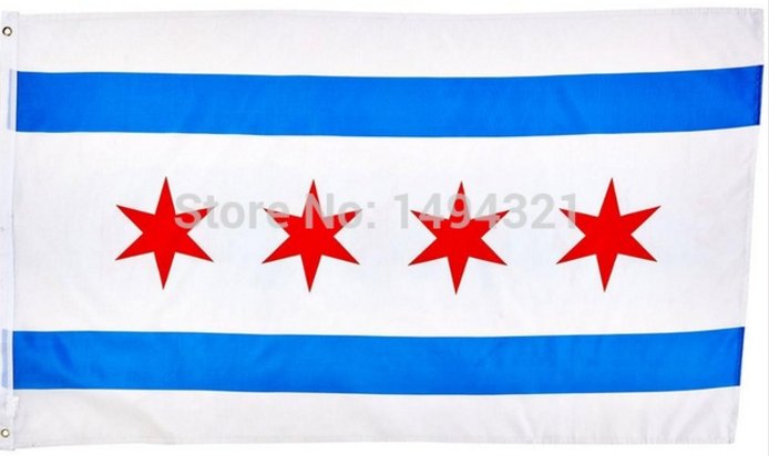 New Chicago City Illinois IL American Flag 3' X 5' 3ft X 5ft Polyester Outdoor