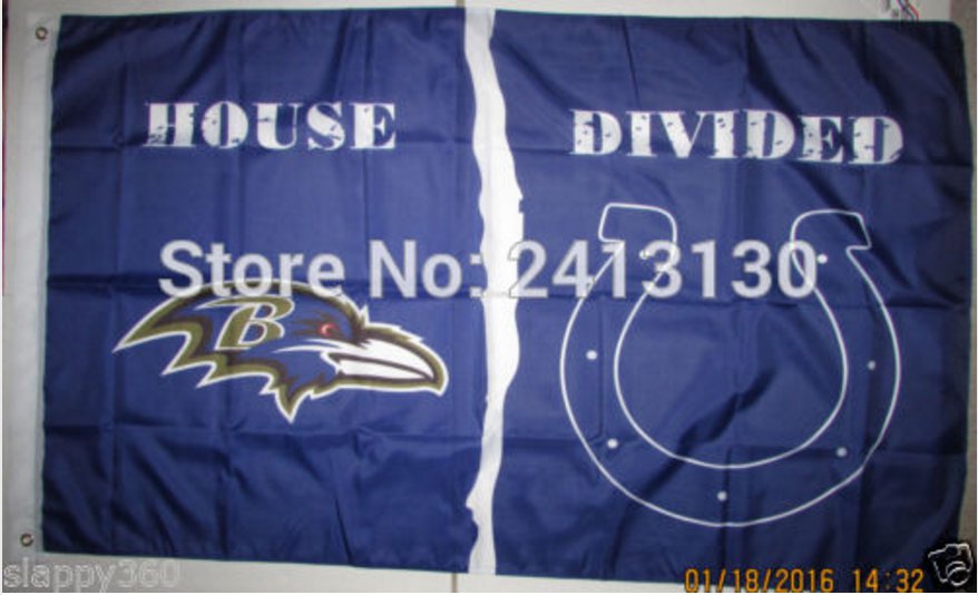 Baltimore Ravens vsIndianapolis Colts House Divided Rivalry Flag 90x150cm metal grommets