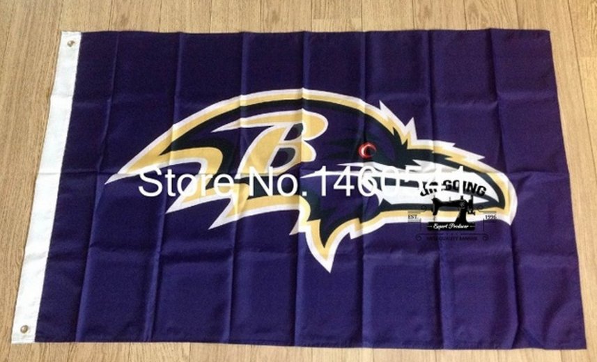 Baltimore Ravens purple bankground Flag 3FTx5FT Banner 100D Polyester flag 90x150cm
