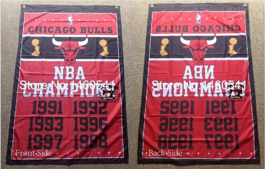 Chicago Bulls Champions Flag 3ft x 5ft Polyester 90X150cm 2 metal grommets banner