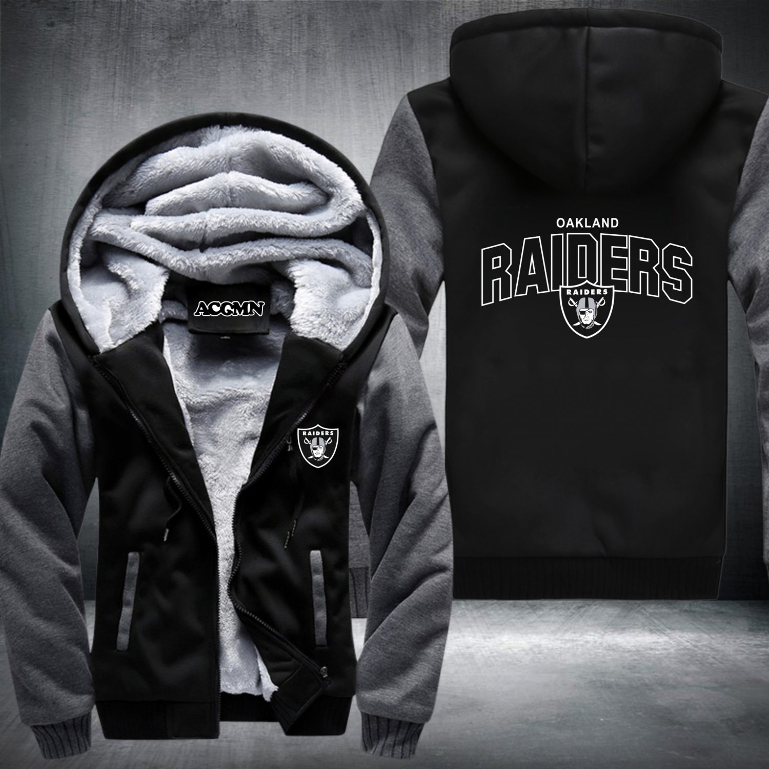 Oakland Raiders Zipper Jacket Thicken Hoodie Coat Clothing Casual USA Size