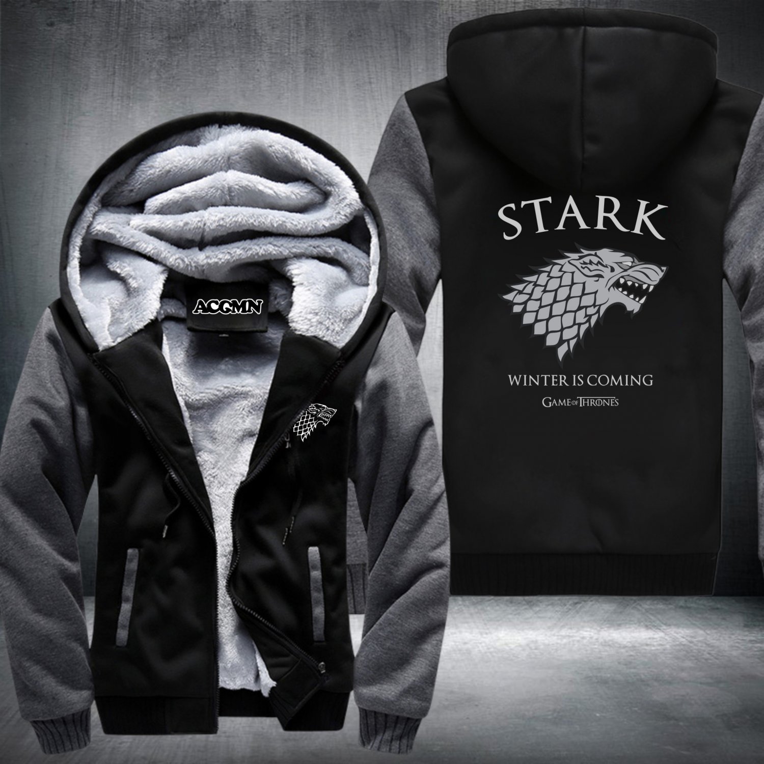 Game of Thrones Stark Zipper Jacket Thicken Hoodie Coat Clothing Casual USA Size