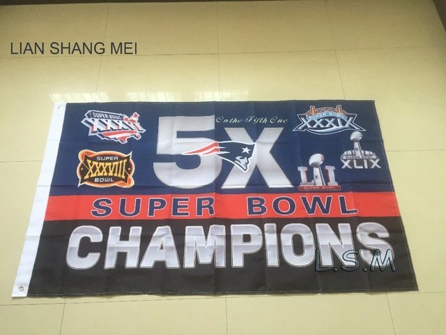 3x5ft New England Patriots 5X Super Bowl Champions flag 90x150cm