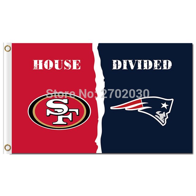 San Francisco 49ers Flag Vs New England Patriots Flag  House Divided 3x5ft