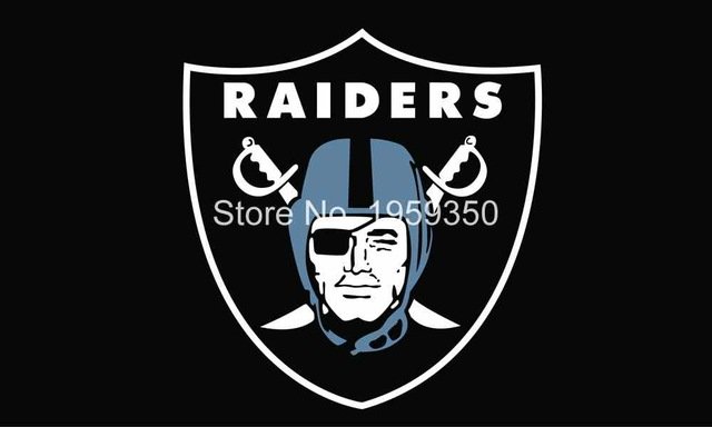 Oakland Raiders Logo Flag 3FTx5FT 100D Polyester 90x150cm white sleeve
