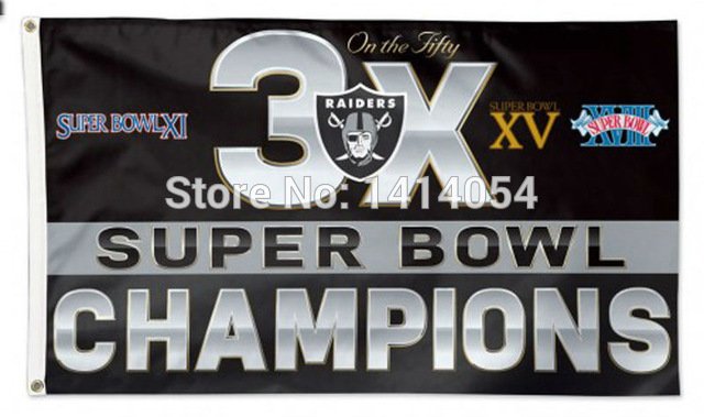 Oakland Raiders Super Bowl 3X5 ft Champions flag 150X90CM Banner