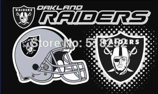 Oakland raiders new helmet Flag 3x5 FT 150X90CM NFL Banner 100D Polyester