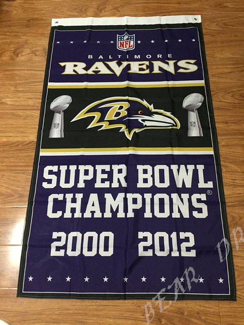 Baltimore Ravens champion flag 3ftx5ft Banner 100D Polyester Flag metal Grommets