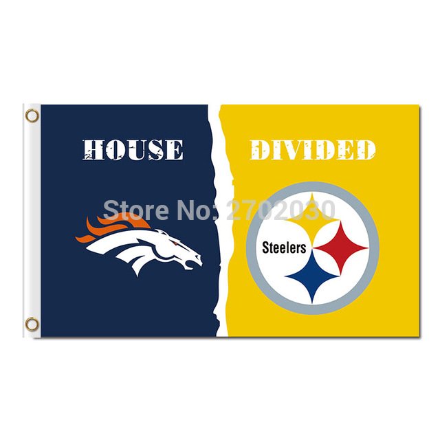Denver Broncos Banner Vs Pittsburgh Steelers house divided Flag3ft X 5ft