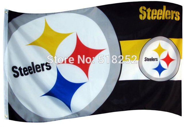 Pittsburgh Steelers two logo Flag 3x5 FT 150X90CM NFL Banner 100D Polyester