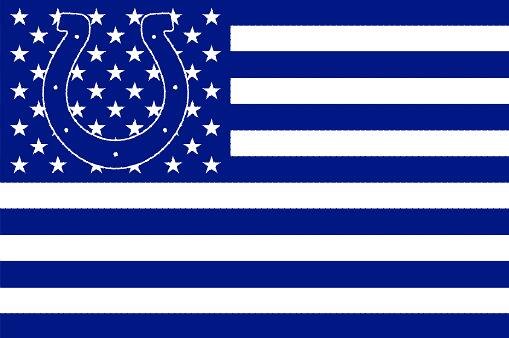 Indianapolis Colts logo with US stars and stripes Flag 3FTx5FT