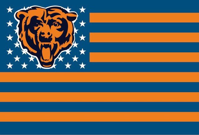 Chicago Bears logo with stars and stripes Flag 3FTx5FT Banner 100D Polyester