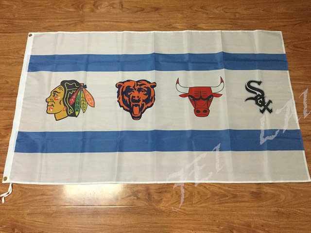 Chicago Blackhawks Chicago Bears Chicago Bulls Chicago White Sox Flag 3ft x 5ft