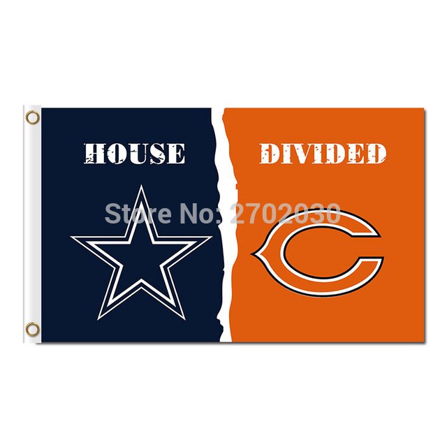 Dallas Cowboys Flag Vs Chicago Bears house divided Banner 3ft X 5ft