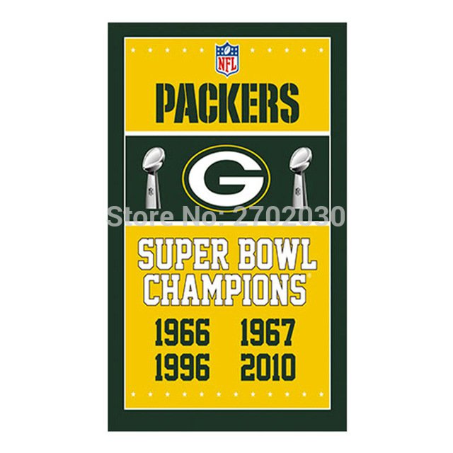 Yellow Design Green Bay Packers Flag Banners Football Team Flags 3x5 Ft