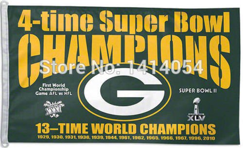 Green Bay Packers 4 Time Super Bowl Champions Flag 150X90CM Banner