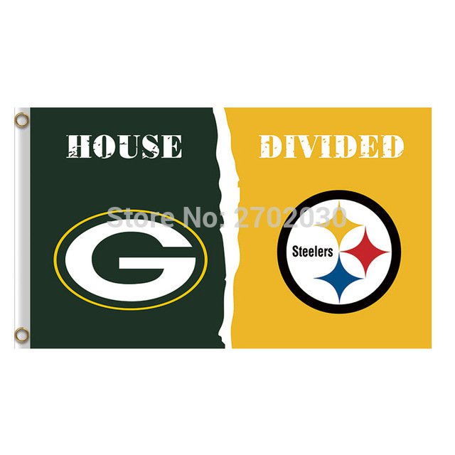 Green Bay Packers Flag Vs Pittsburgh Steelers house divided Flags 3x5 Ft