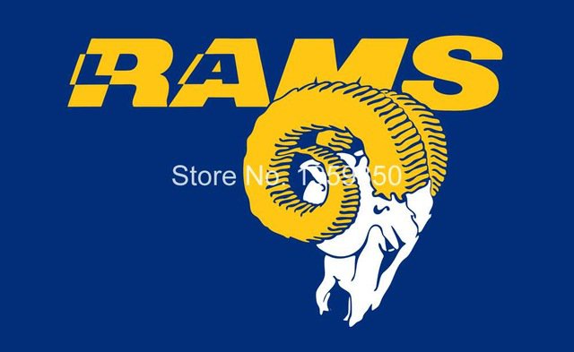 Los Angeles Rams logo with head flag 3FTx5FT Banner 100D Polyester 90x150cm