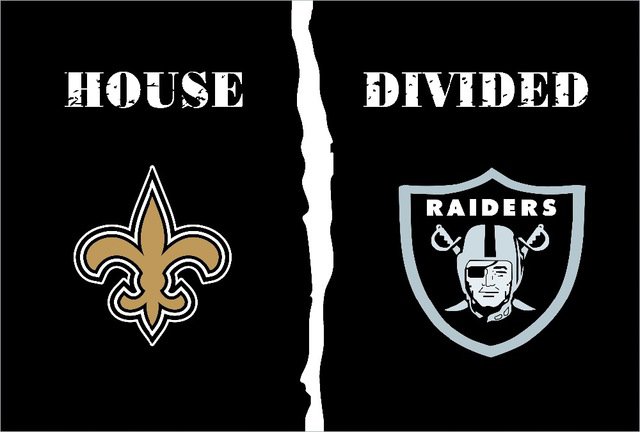 New Orleans Saints vs Oakland Raiders House Divided Rivalry Flag 3x5 FT