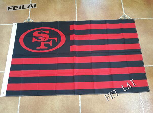 3ft x 5ft San Francisco 49ers flag with usa stripes banner 100D Digital Printing flag