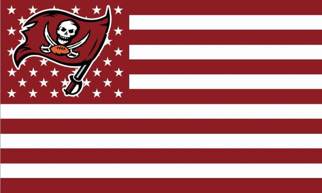 Tampa Bay Buccaneers logo with US stars and White stripes Flag 3FTx5FT