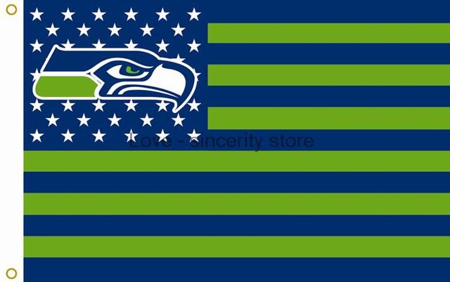 Seattle Seahawks with Seattle City Skyline Flag 3ft x 5ft Polyester