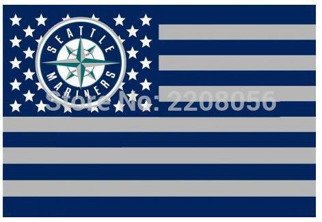 Seattle Mariners Flag 3x5 FT 150X90CM Banner 100D Polyester flag, free shipping