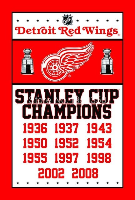 Detroit Red Wings Stanley Cup Champions Flag 3ft x 5ft Polyester