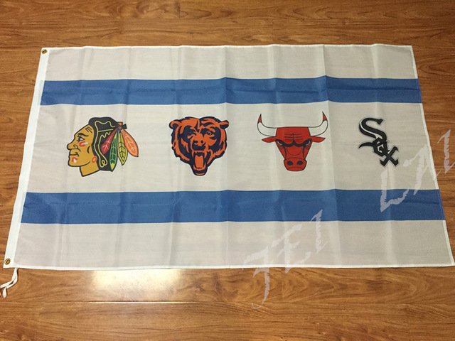 Chicago Blackhawks Chicago Bears Chicago Bulls Chicago White Sox Flag 3ft x 5ft