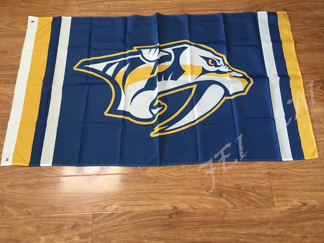 Nashville Predators custom flag 3ftx5ft polyester white sleeve with 2 Metal Grommets 3ft x 5ft