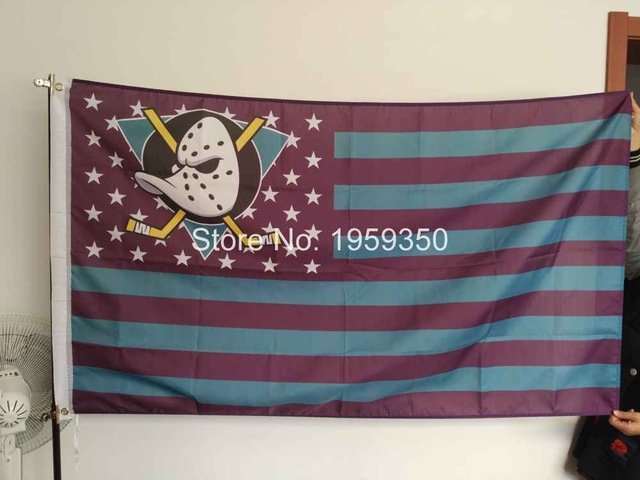 Anaheim Ducks Flag with starts and stripes 3ftx5ft Banner 100D Polyester