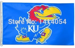 Kansas Jayhawks Flag 150X90CM NCAA 3X5FT Banner 100D Polyester