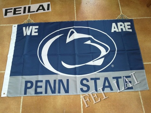 Penn State Nittany Lions with USA Stripe Star Banner Fan Flag 3X5FT
