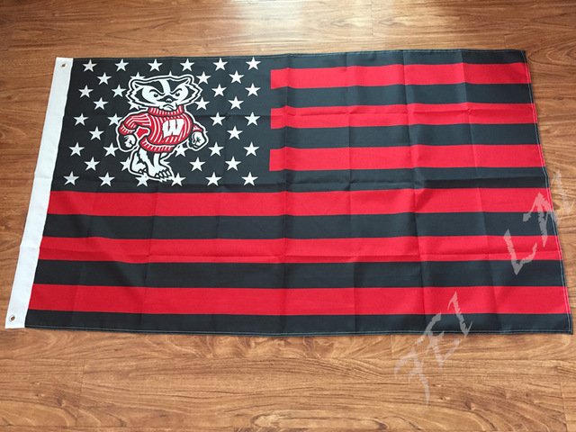 Wisconsin Badgers flag 3ftx5ft Banner 100D Polyester Flag whit 2 metal Grommets