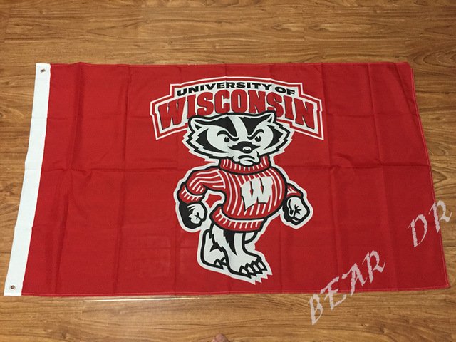 Wisconsin Badgers flag 3ftx5ft Banner 100D Polyester Flag metal Grommets