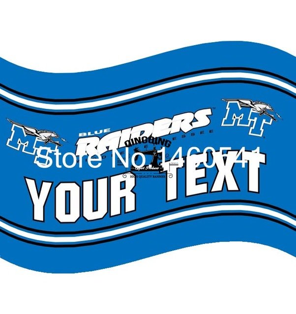 Middle Tennessee Blue Raiders YOUR TEXT Flag 3ft x 5ft Polyester