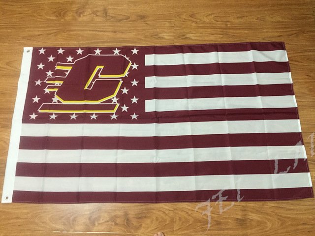 90x150cm Central Michigan Chippewas flag us stripes banner 100D Polyester coustom flag