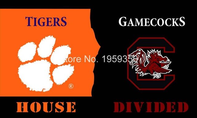 Clemson Tigers vs South Carolina Gamecocks House Divided Rivalry Flag 90x150cm