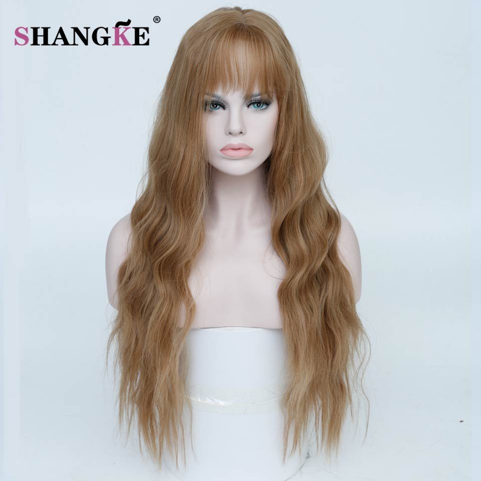 SLong Blend Purple Womens Wigs with Curly Bangs Heat Resistant Synthetic Curly Wigs