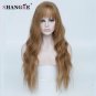 SLong Blend Purple Womens Wigs with Curly Bangs Heat Resistant Synthetic Curly Wigs