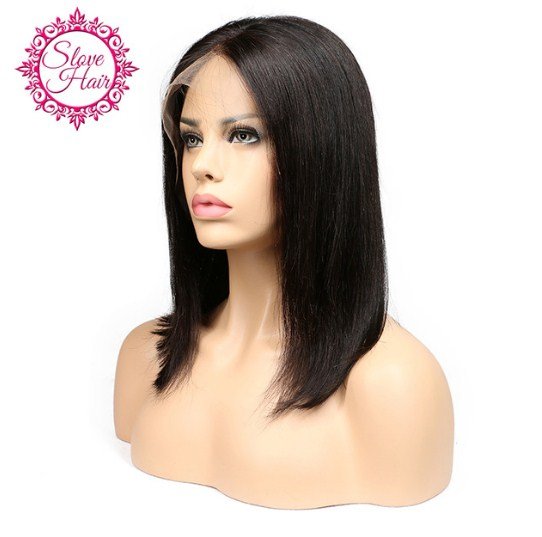 Slo Hair Short Bob Wigs For Black Women Human Hair Remy Hair Front Lace  Wigs Bleached Knots Size 12